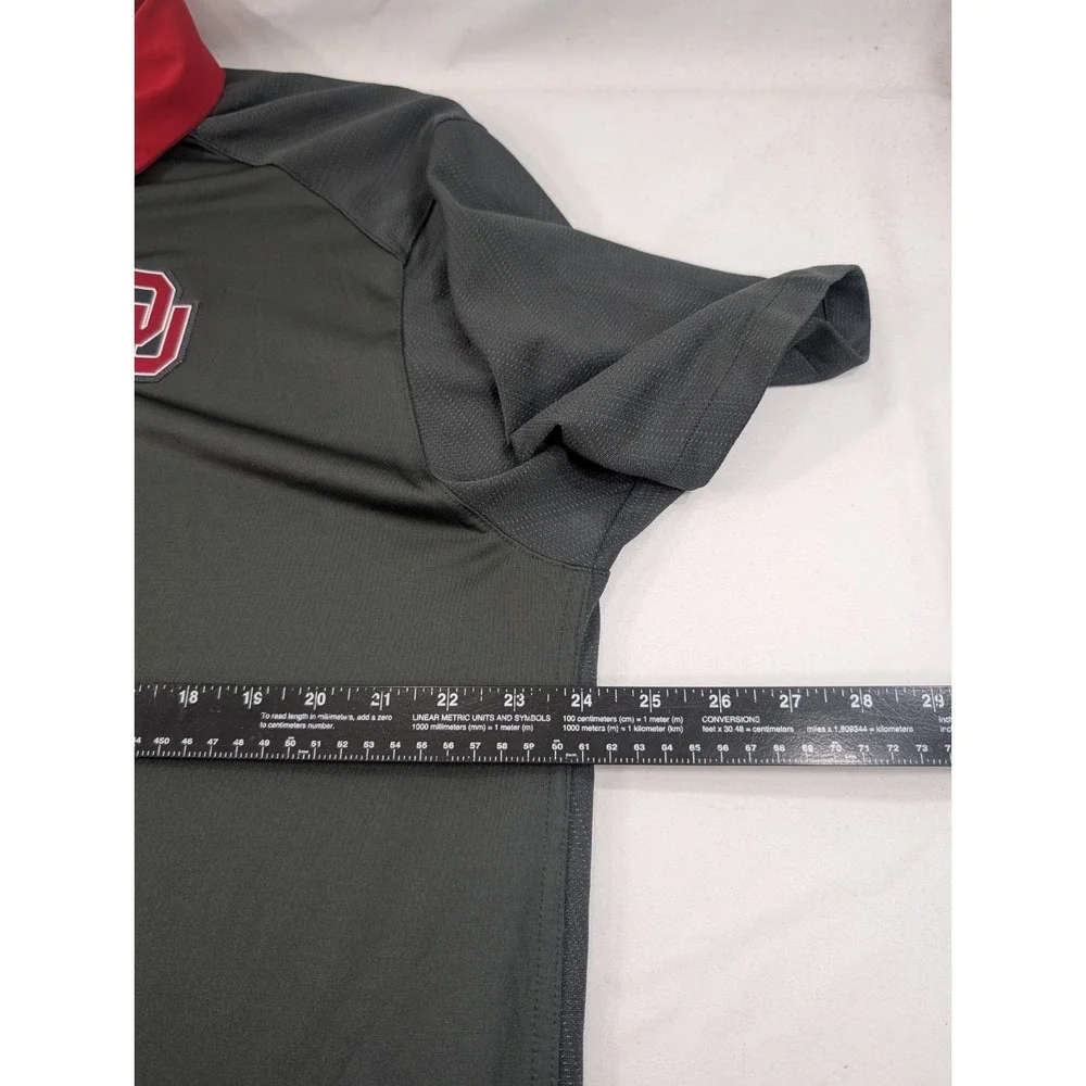 Oklahoma Sooners Nike Polo Shirt Mens XL Gray Red OU NCAA Performance Dri-FIT